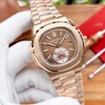 Faux Patek Philippe Nautilus 5980 Watches 42 Rose Gold Chocolate Dial